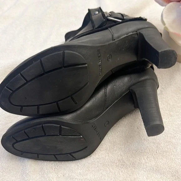 NEW Nine West Black leather suede Foldover heel ankle bootie women size 8